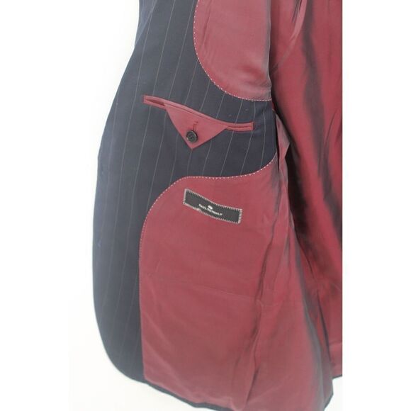 PAUL BETENLY NAVY GRAY STRIPE THOMAS 44R SUIT COAT & MATCHIN PANT 38R INSEAM 27" - Picture 13 of 16